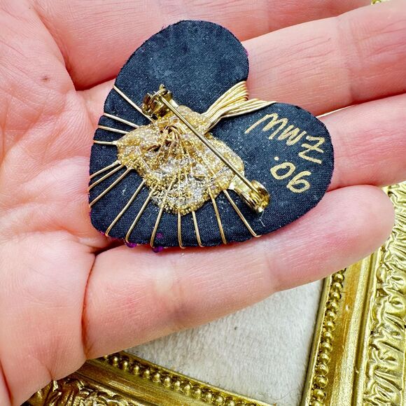 Vintage Purple Heart Brooch Pin Artist Designed - Picture 4 of 4